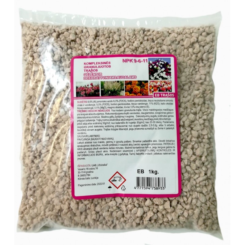 Trąšos gėlėms 1 kg  (maišelyje)
