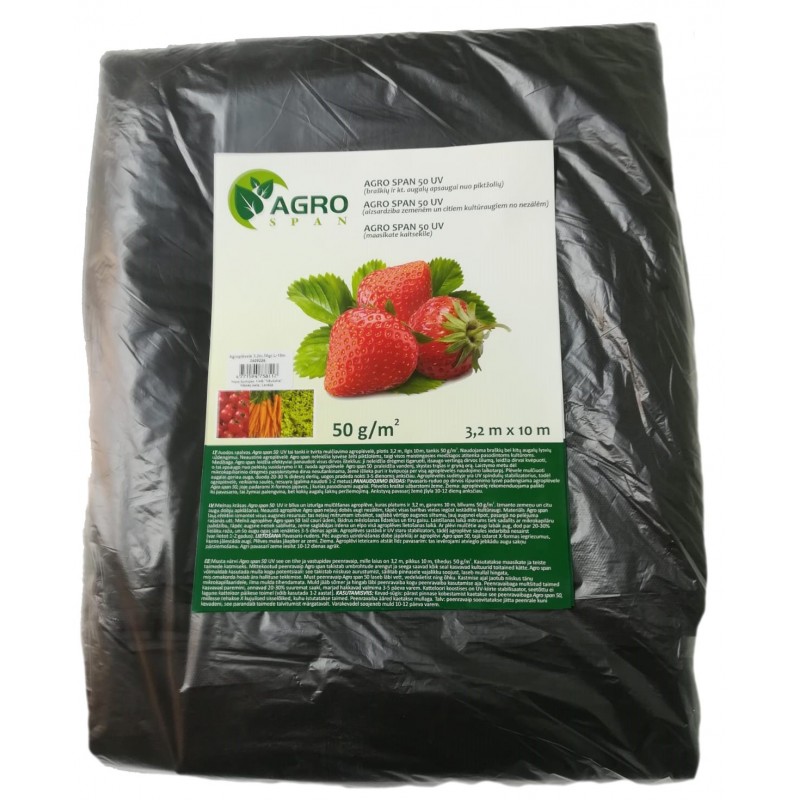 Juoda agroplėvelė, stabilizuota, mulčiuojanti 50 g/m2 | plotis 3,2 m, ilgis 10 m