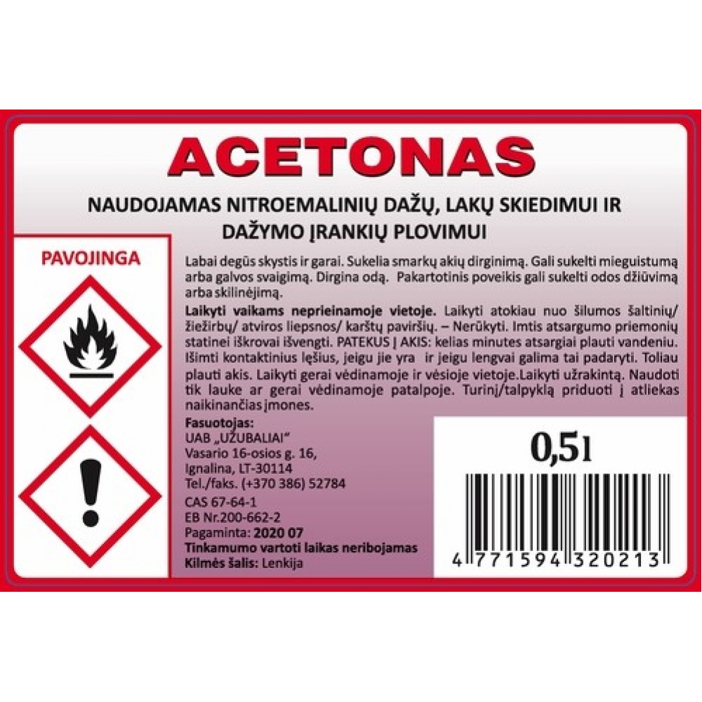 Acetonas 0,5 l