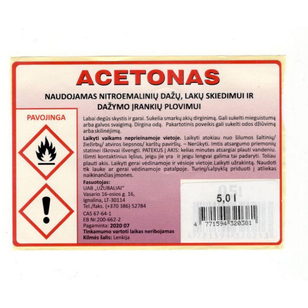 Acetonas 5 l