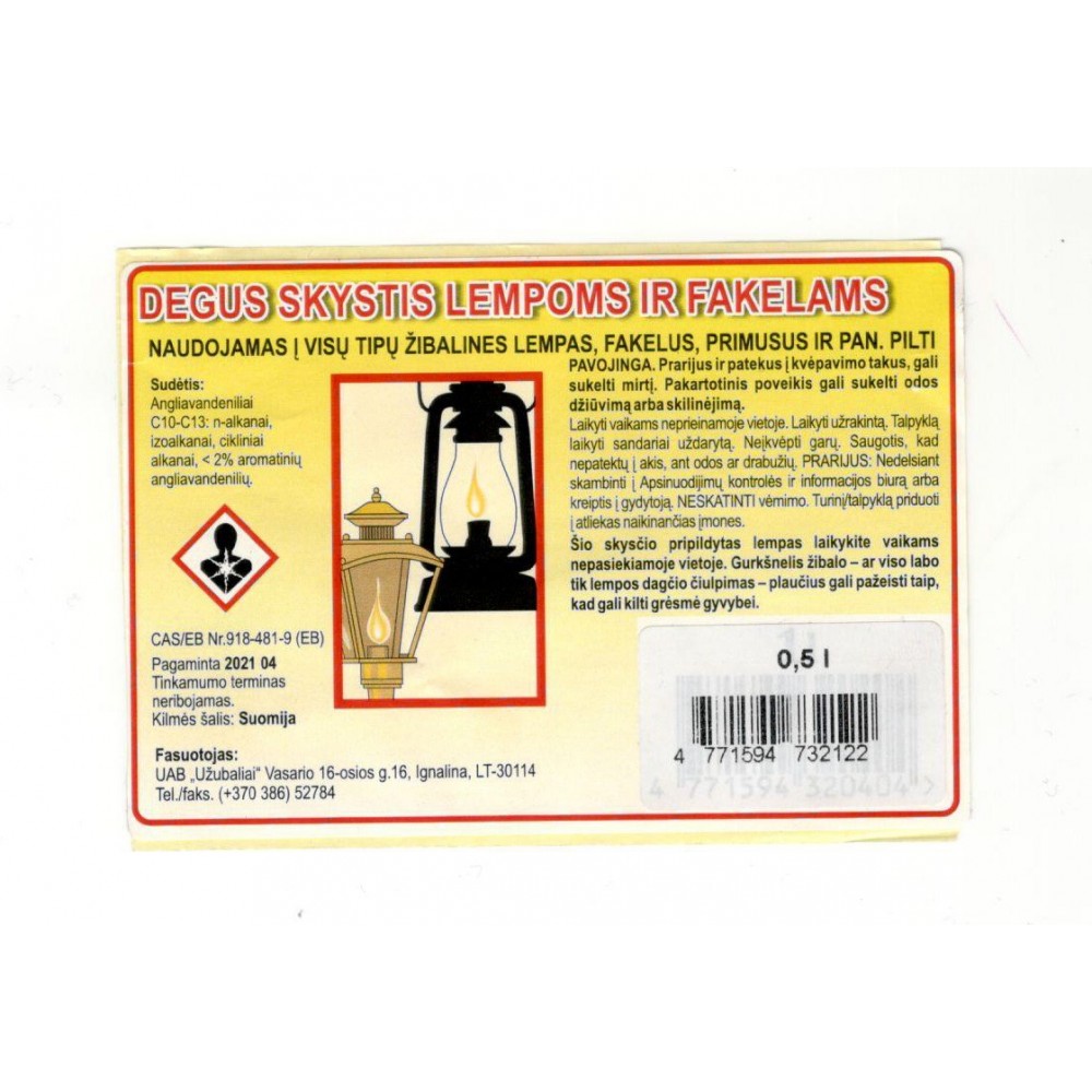 Uždegimo skystis lempoms ir fakelams 0.5 l