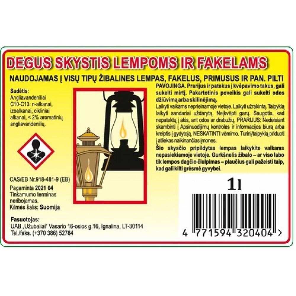Uždegimo skystis lempoms ir fakelams 1 l