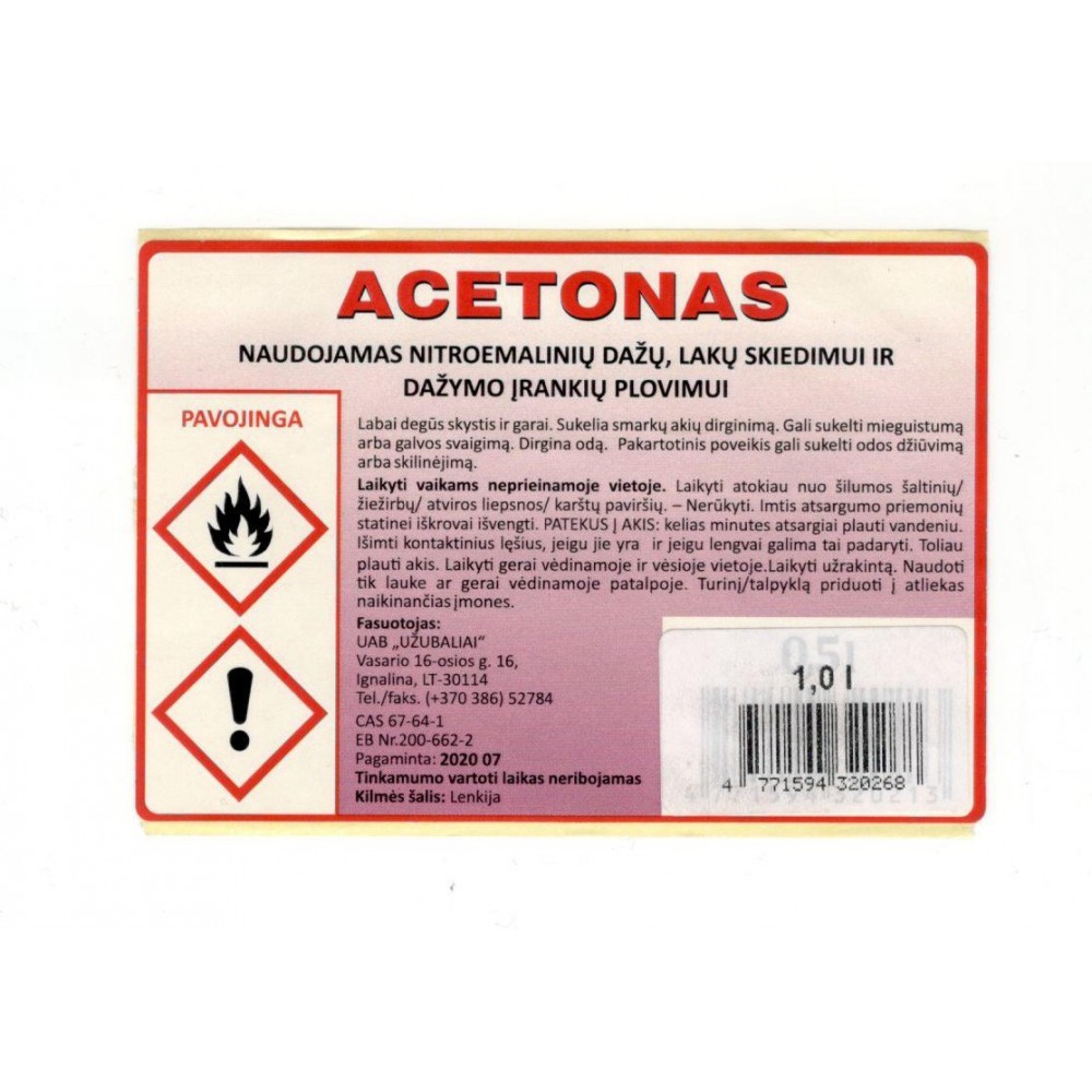 Acetonas 1 l