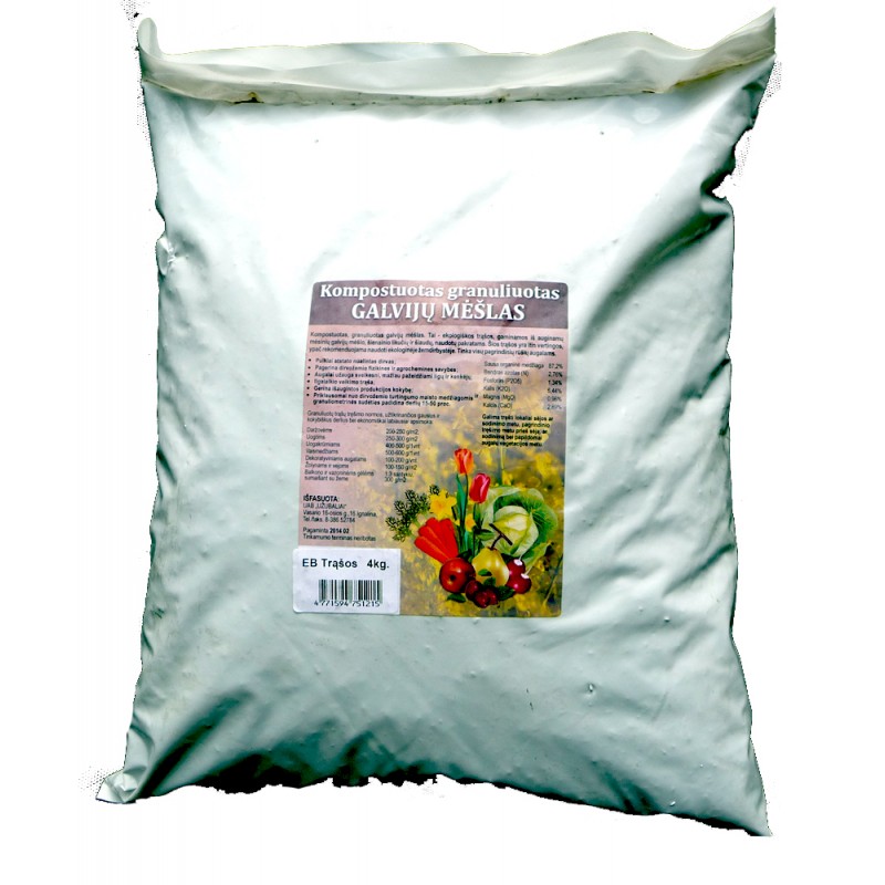 Kompostuotas granuliuotas galvijų mėšlas 4 kg