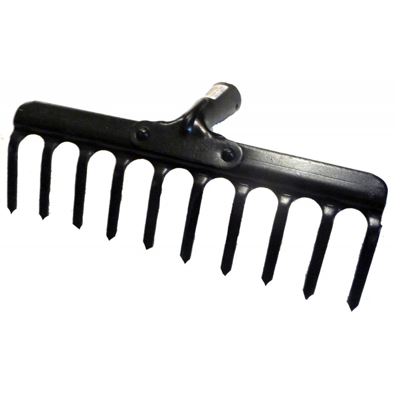 Grėblys tiesiai lenktais dantimis, 25 cm, 10 dantų (metalinis) be koto