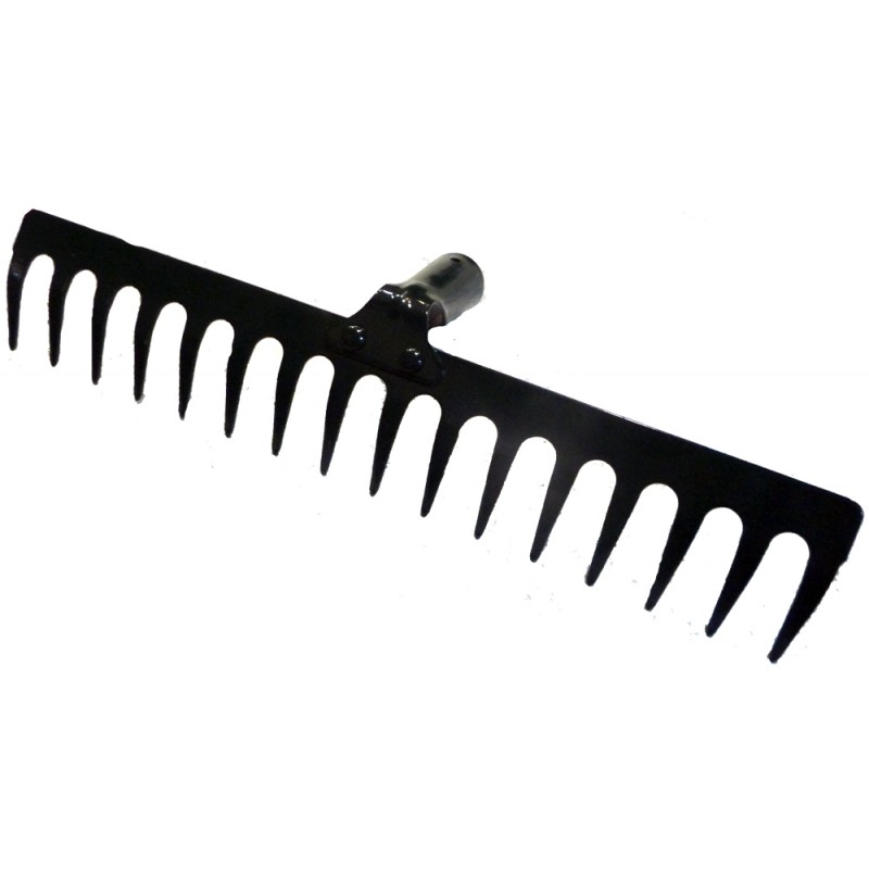 Grėblys tiesiai lenktais dantimis, 42 cm, 16 dantų (metalinis) be koto